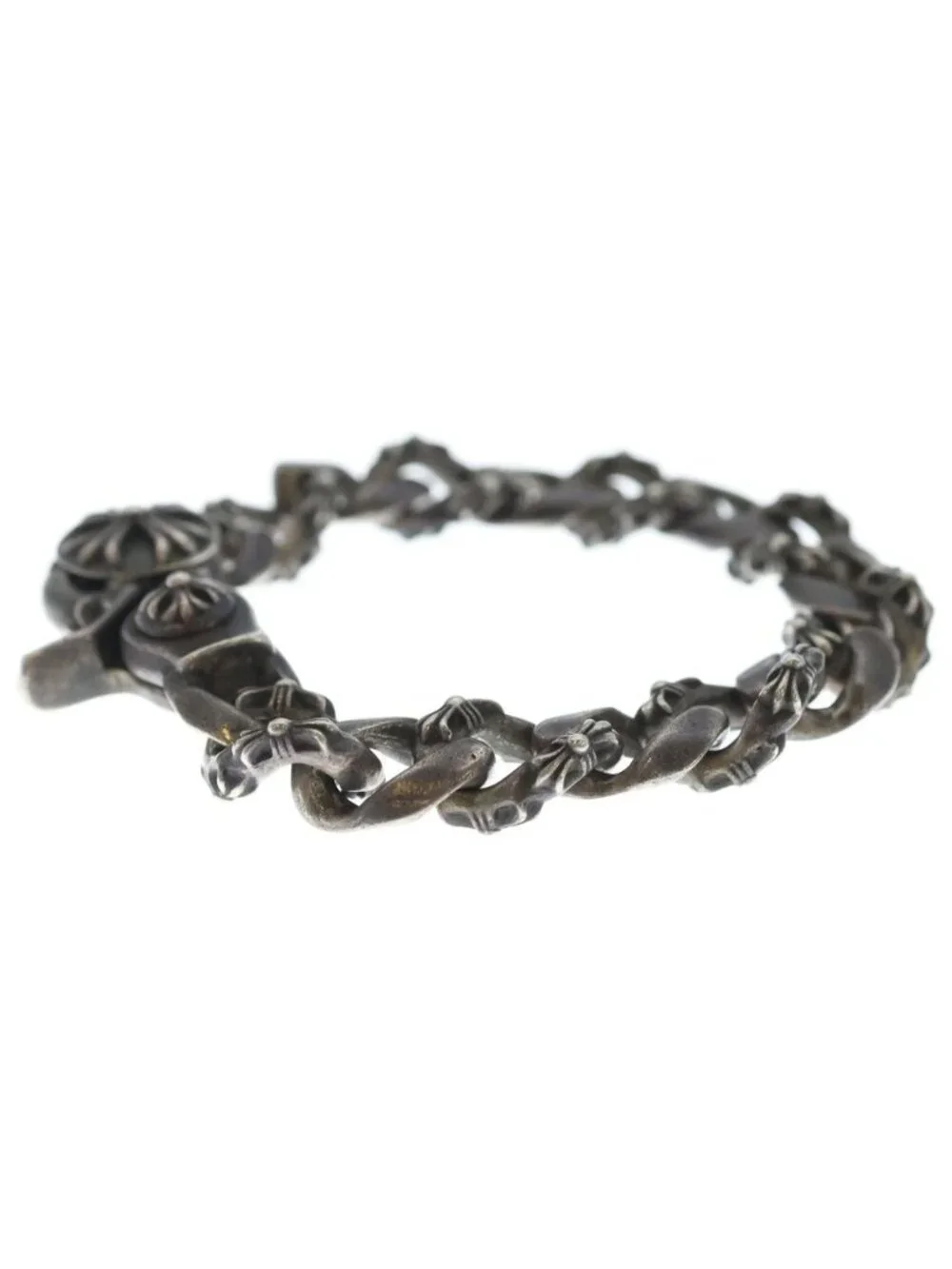 Chrome Hearts Vintage Fancy Link Clip Bracelet 15 Silver